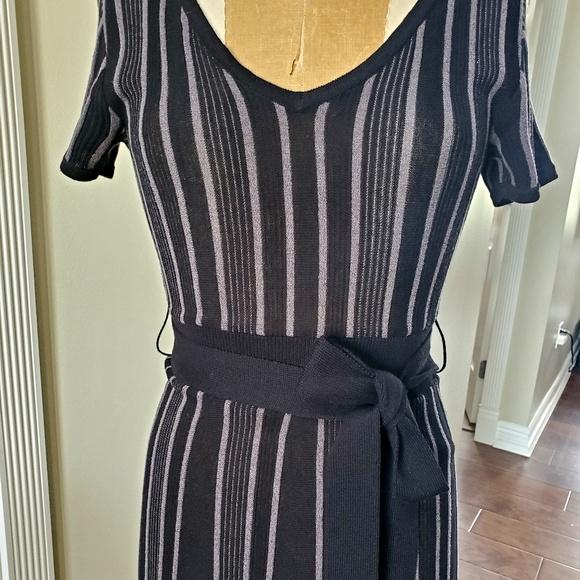 Black & Gray striped knit dress, size Small - Picture 2 of 6
